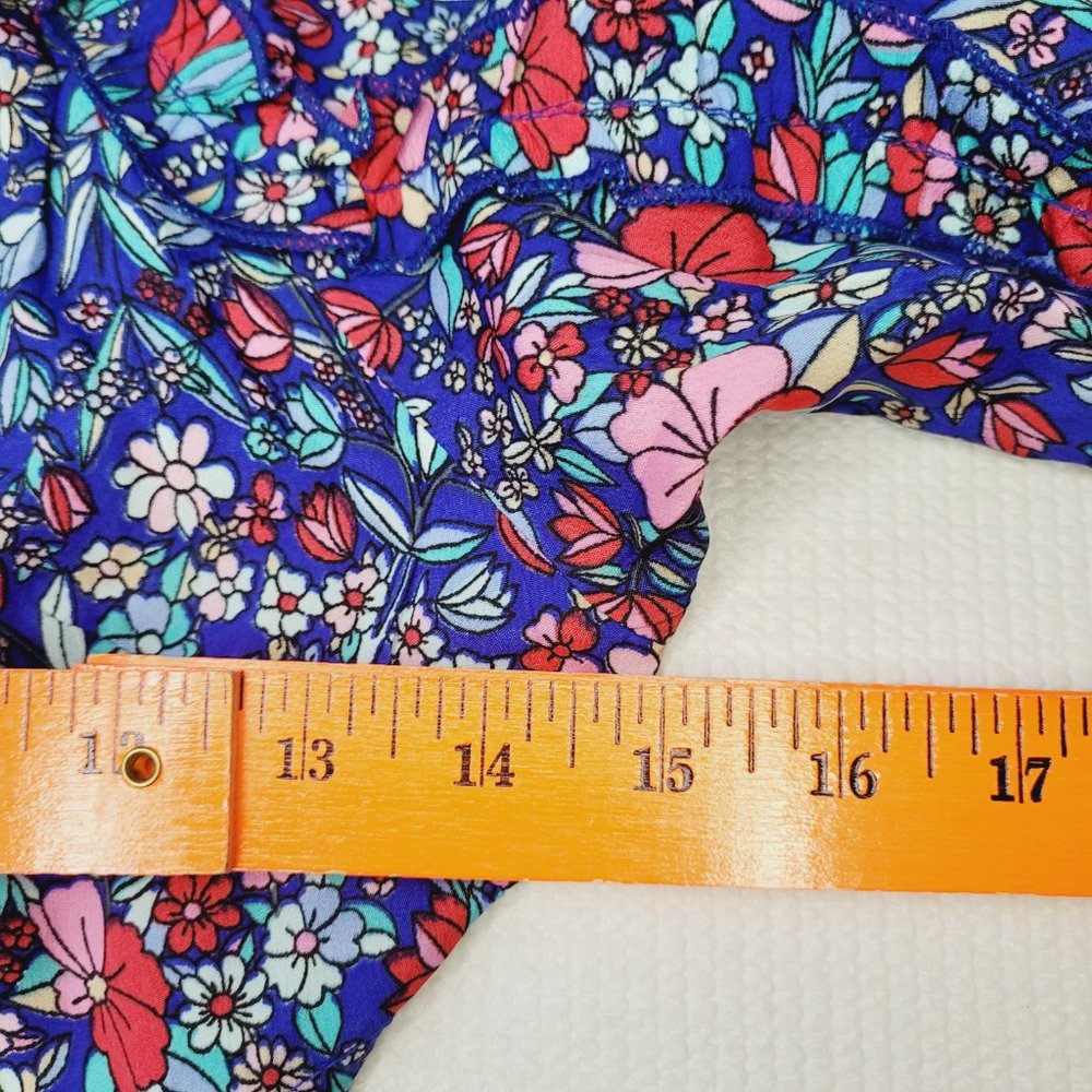 Boohoo Tiered Open Back Maxi Madaxi Dress Floral Size 8 Puff Sleeves Round Neck - Picture 8 of 14